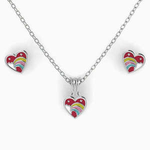 925 Sterling Silver Heart Baby Pendant & Earrings by Krysaliis
 Gift Boxed